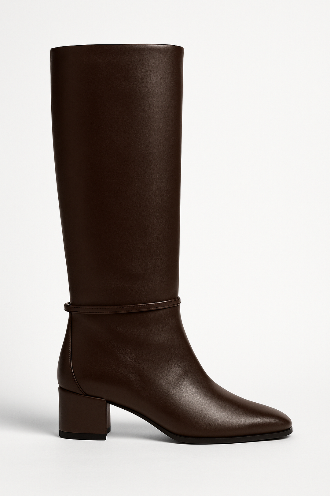 Botas de Cuero hasta la Rodilla con Punta Cuadrada