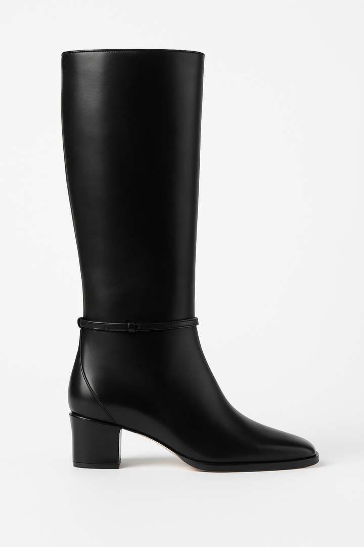 Botas de Cuero hasta la Rodilla con Punta Cuadrada