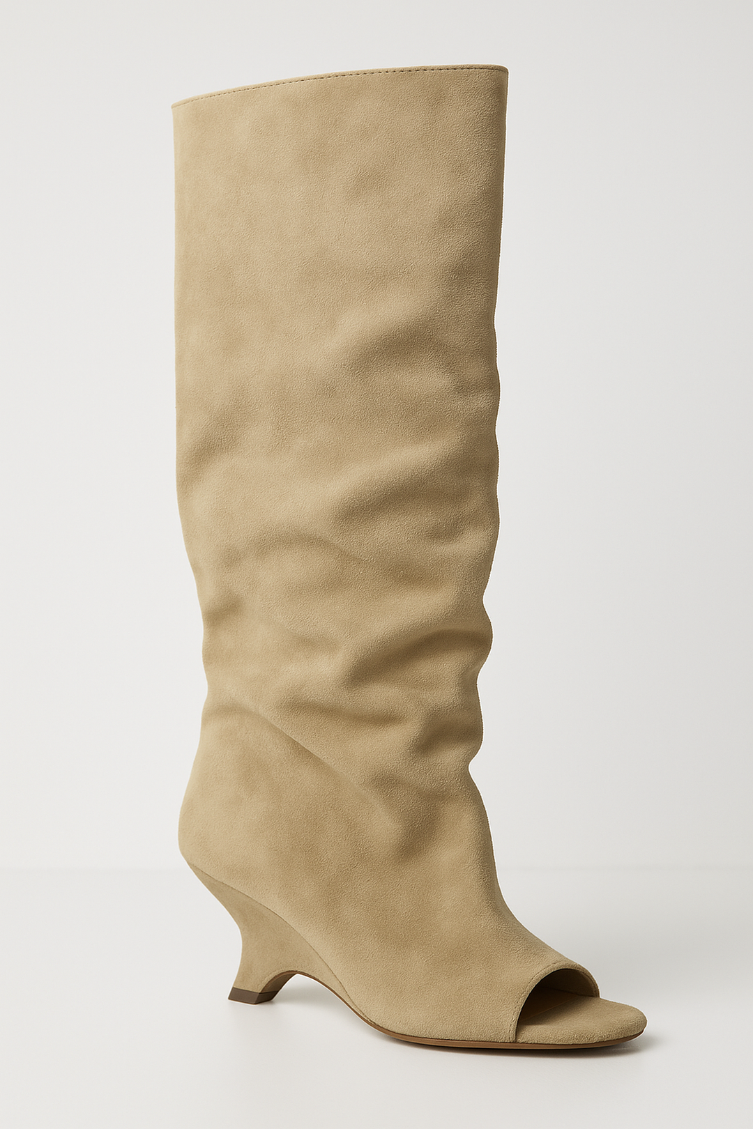 Botas de Gamuza Sintética con Punta Abierta hasta la Rodilla