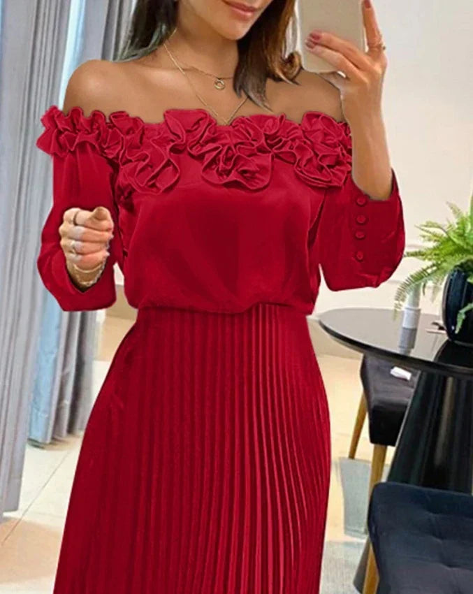 Aria | Vestido maxi fluido con hombros descubiertos