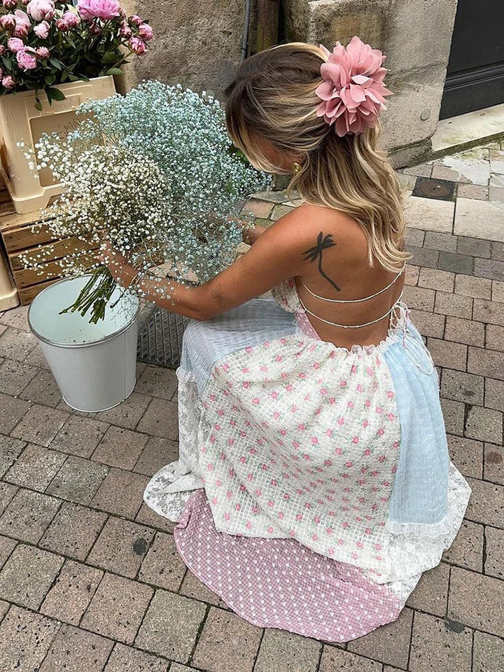 Viviana | Vestido de retazos con tirantes