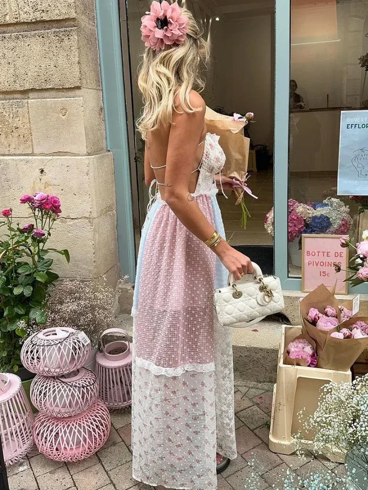 Viviana | Vestido de retazos con tirantes