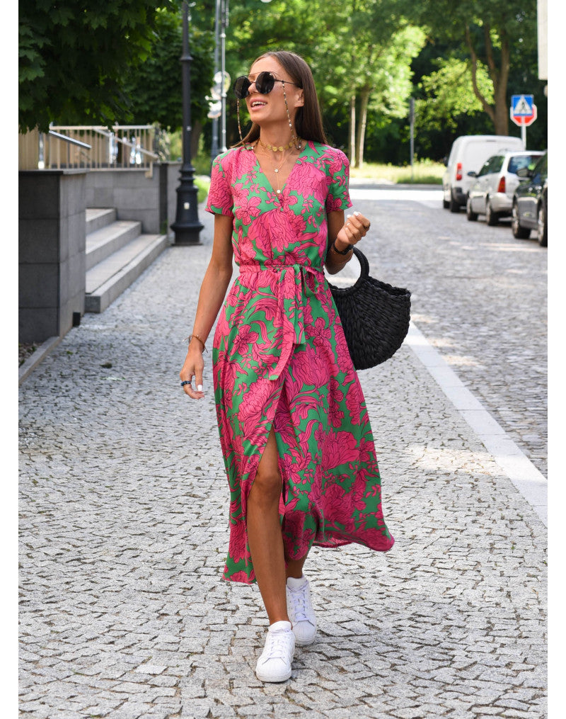 Nadine | Vestido midi cruzado floral