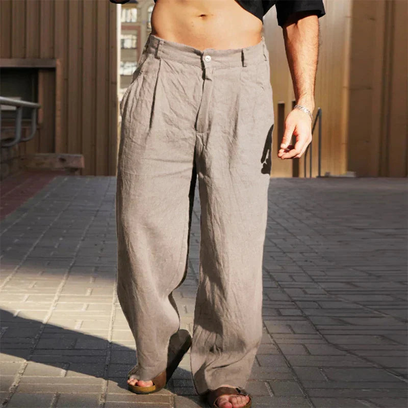 DARIO | Pantalones de lino de pierna ancha