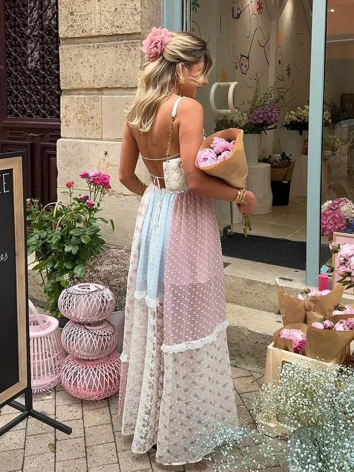 Viviana | Vestido de retazos con tirantes