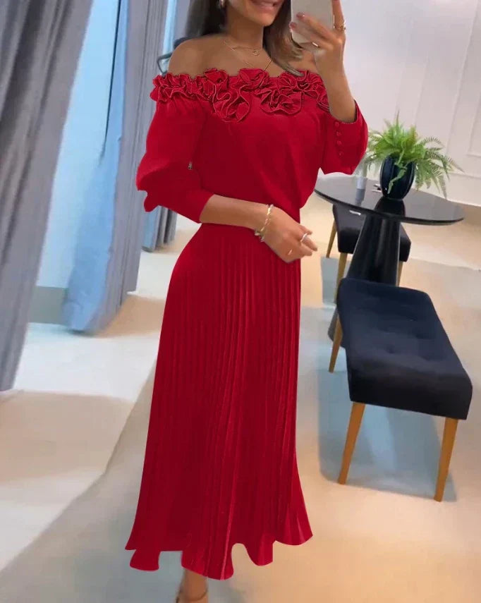 Aria | Vestido maxi fluido con hombros descubiertos