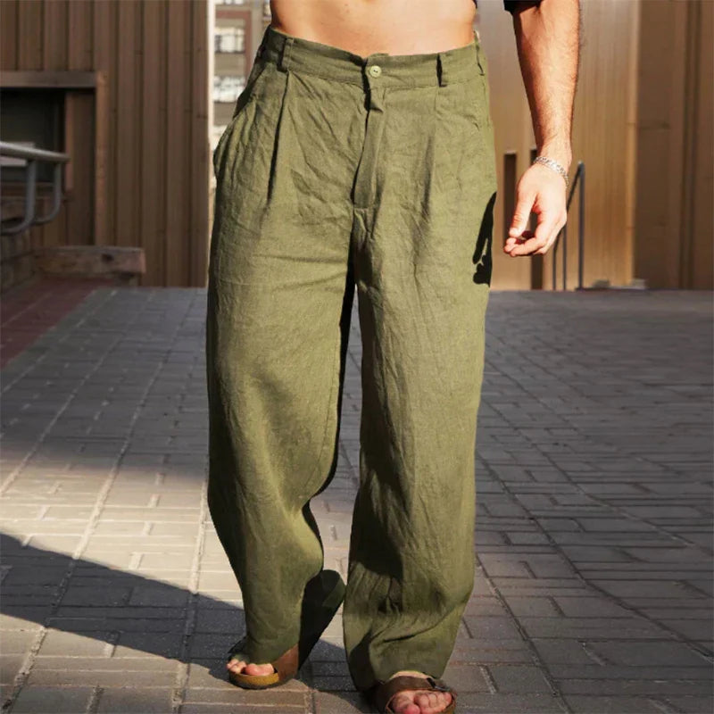 DARIO | Pantalones de lino de pierna ancha