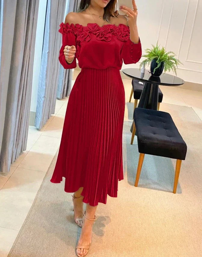 Aria | Vestido maxi fluido con hombros descubiertos