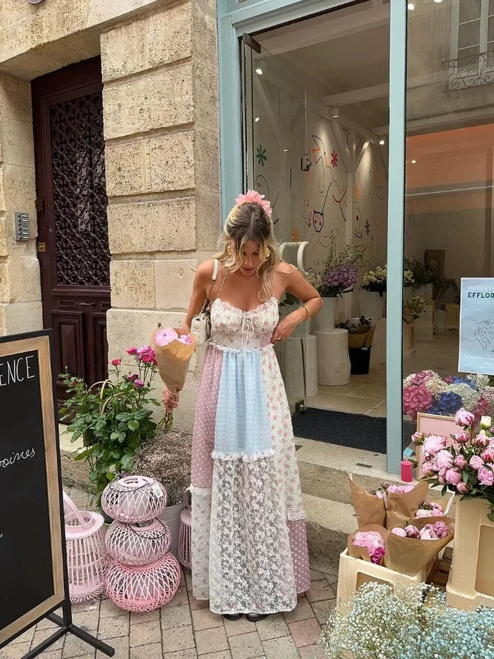 Viviana | Vestido de retazos con tirantes