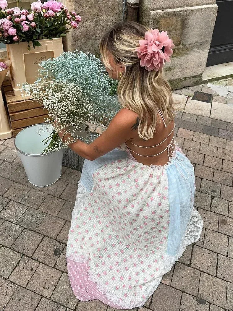 Viviana | Vestido de retazos con tirantes