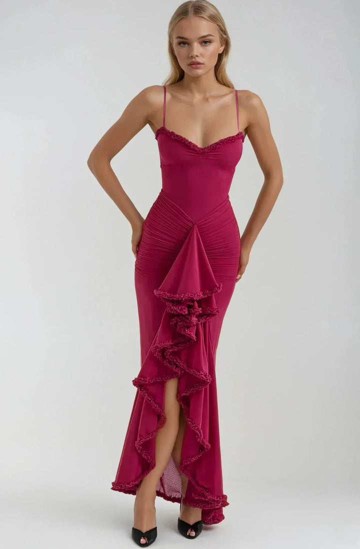 Clarissa | Vestido maxi de malla amarillo