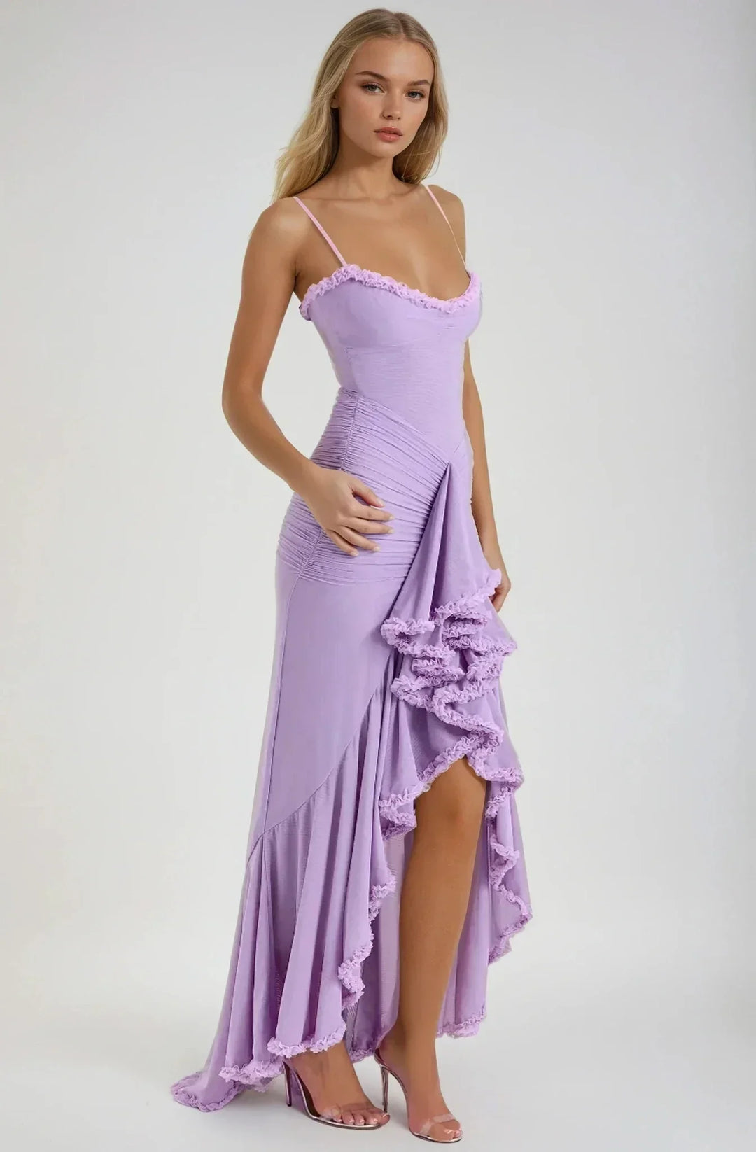 Clarissa | Vestido maxi de malla amarillo