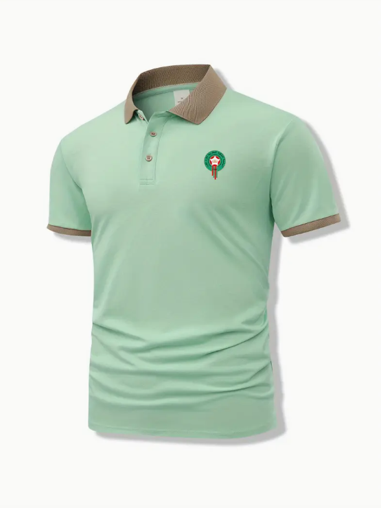 Camisa clásica de hombre de manga corta entallada con solapa.