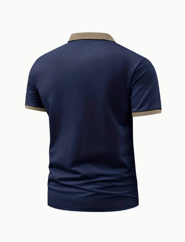 Camisa clásica de hombre de manga corta entallada con solapa.