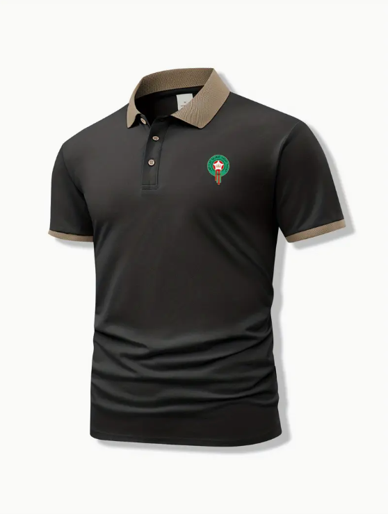 Camisa clásica de hombre de manga corta entallada con solapa.