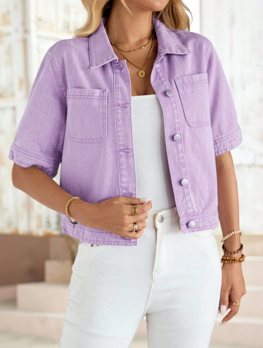 Emery Rose | Top de mezclilla lila claro para mujer