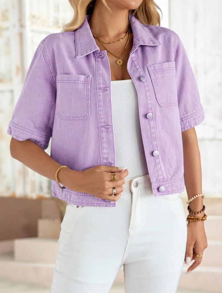 Emery Rose | Top de mezclilla lila claro para mujer