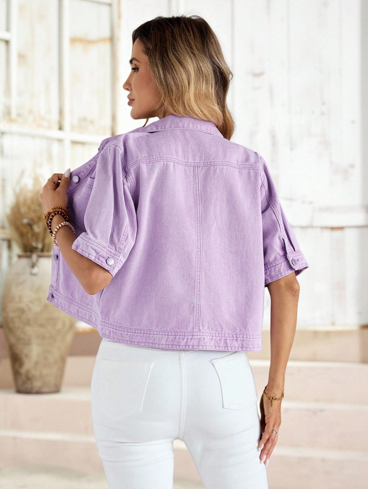 Emery Rose | Top de mezclilla lila claro para mujer