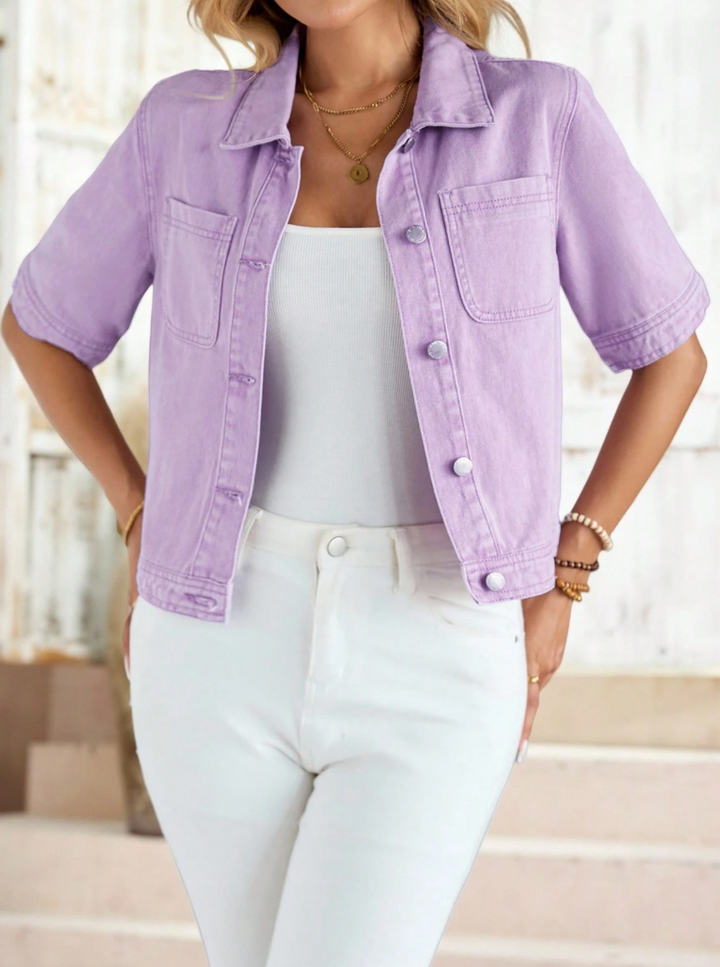 Emery Rose | Top de mezclilla lila claro para mujer
