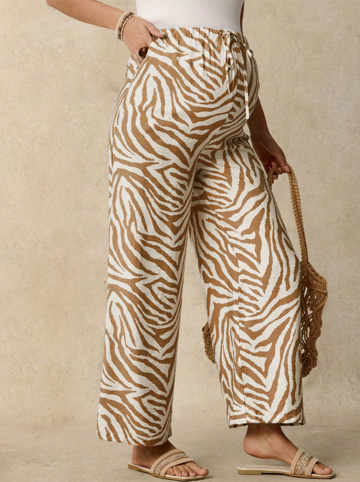 Pantalones anchos premamá con estampado de cebra