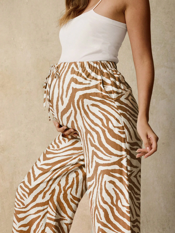 Pantalones anchos premamá con estampado de cebra