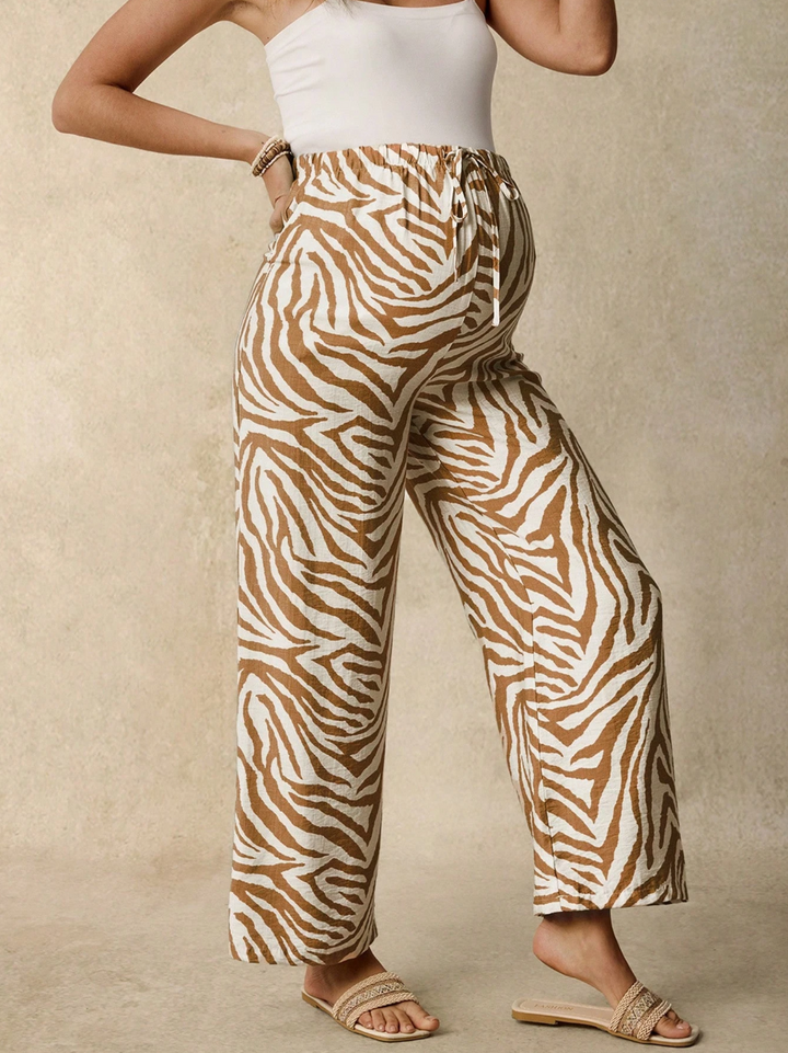 Pantalones anchos premamá con estampado de cebra