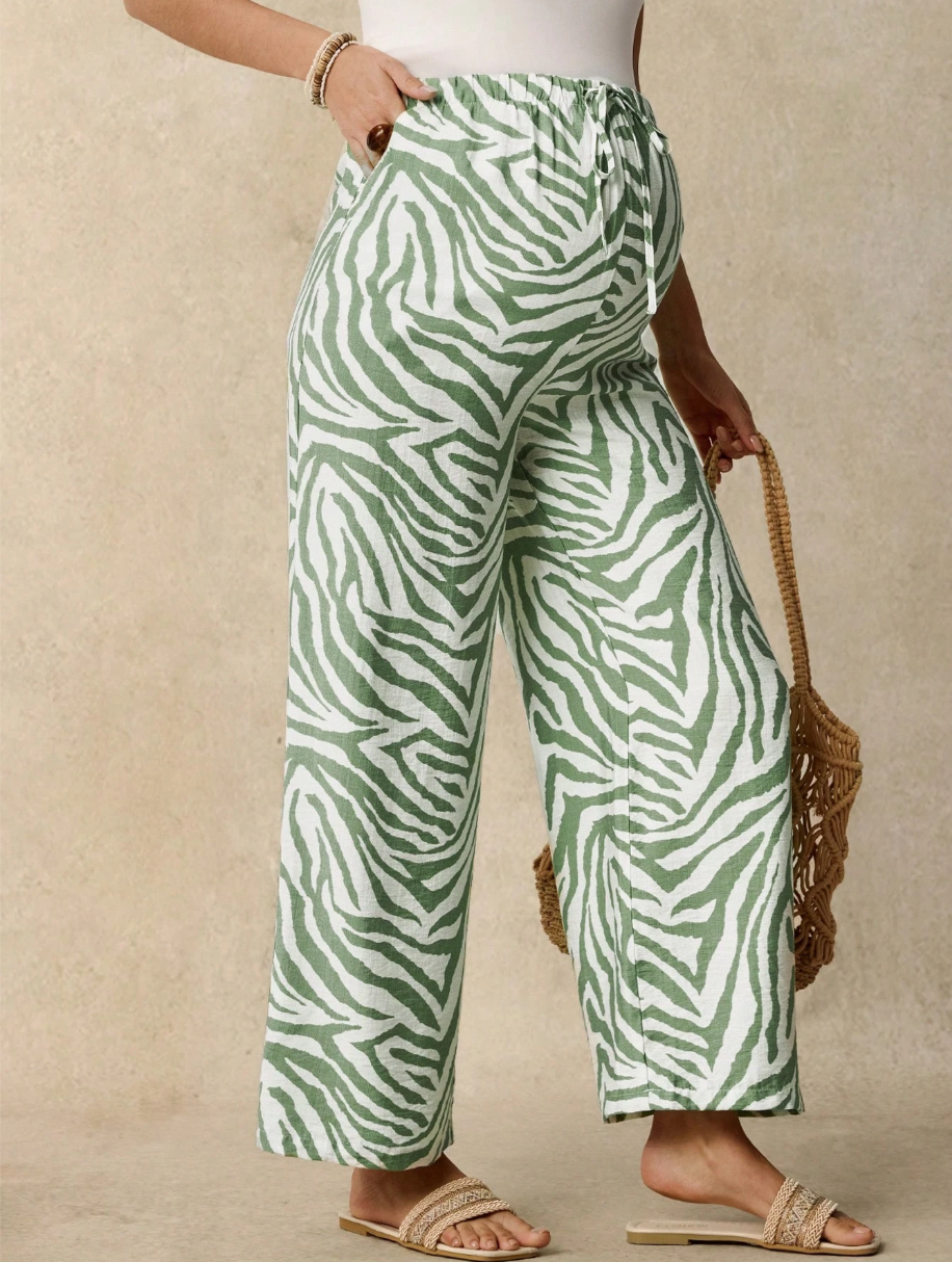 Pantalones anchos premamá con estampado de cebra