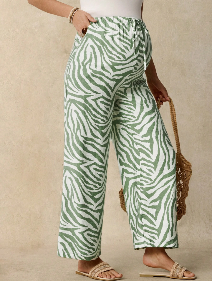 Pantalones anchos premamá con estampado de cebra