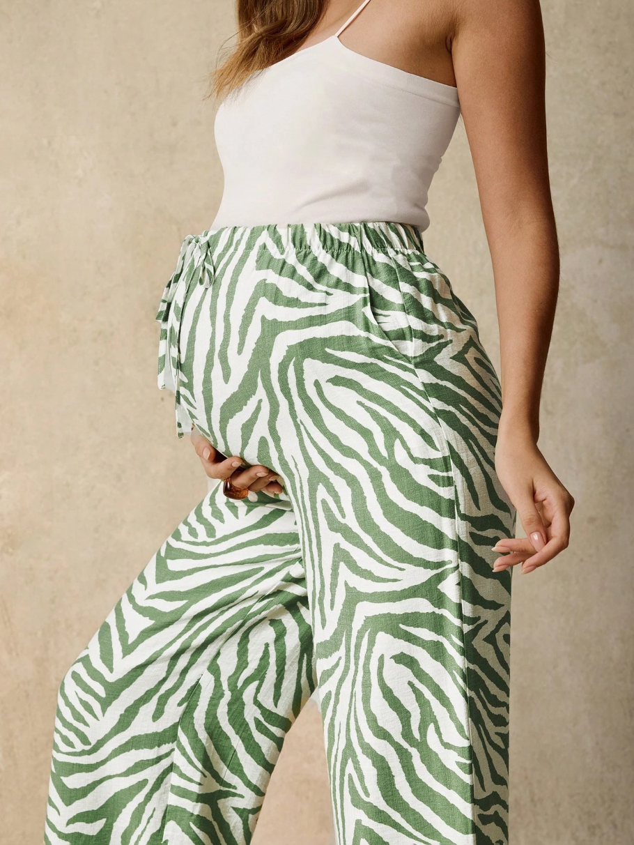 Pantalones anchos premamá con estampado de cebra