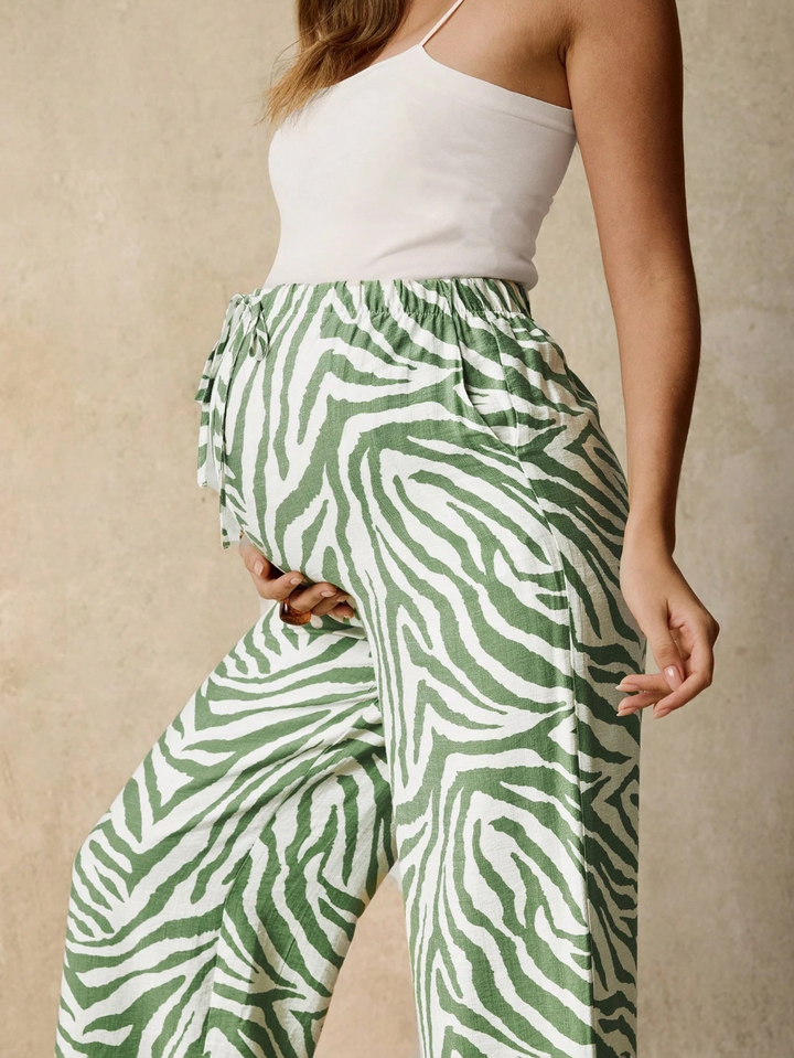 Pantalones anchos premamá con estampado de cebra