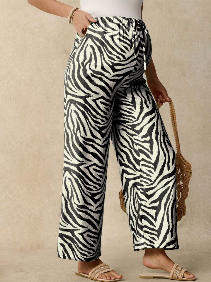 Pantalones anchos premamá con estampado de cebra