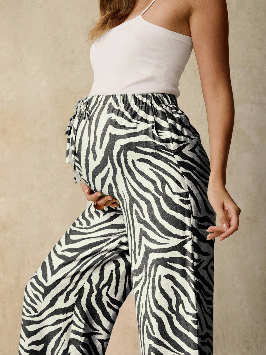 Pantalones anchos premamá con estampado de cebra