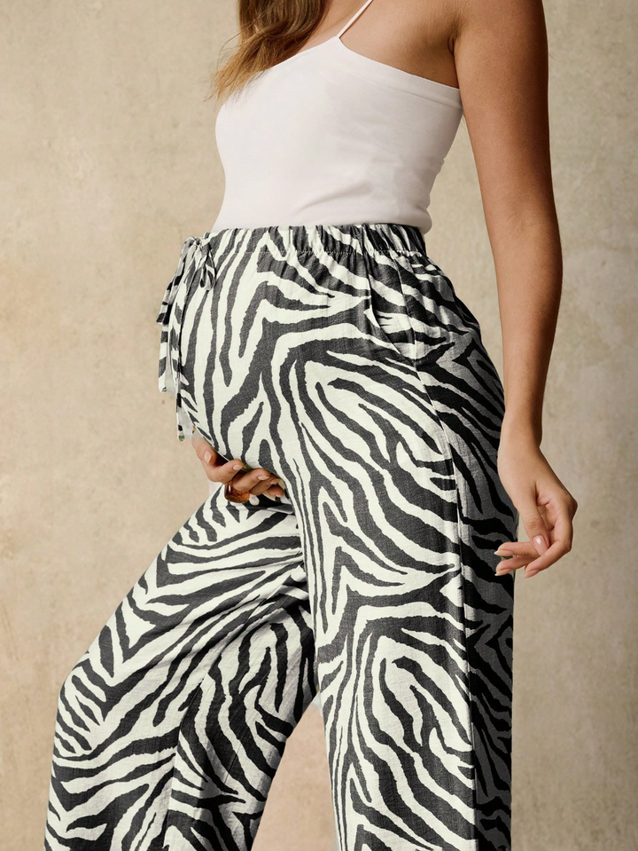 Pantalones anchos premamá con estampado de cebra