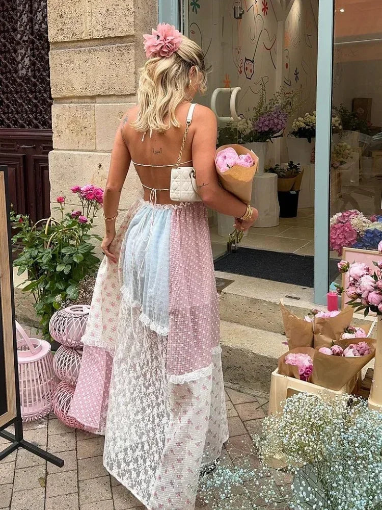 Viviana | Vestido de retazos con tirantes
