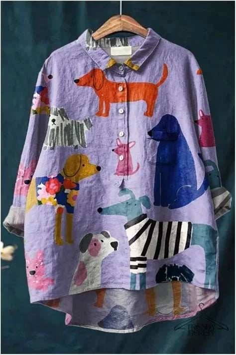 Sofía | Camisa casual con divertido estampado de perros