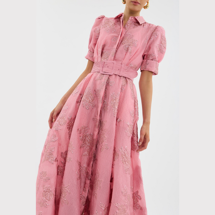 Beatrice | Vestido rosa con mangas abullonadas