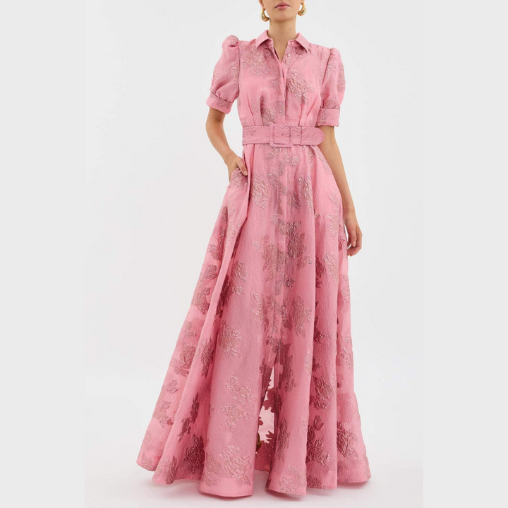Beatrice | Vestido rosa con mangas abullonadas
