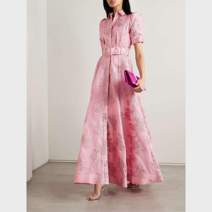 Beatrice | Vestido rosa con mangas abullonadas
