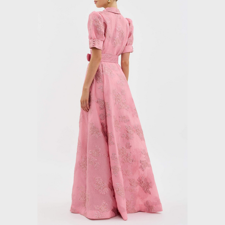 Beatrice | Vestido rosa con mangas abullonadas