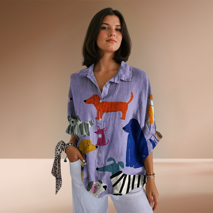 Sofía | Camisa casual con divertido estampado de perros
