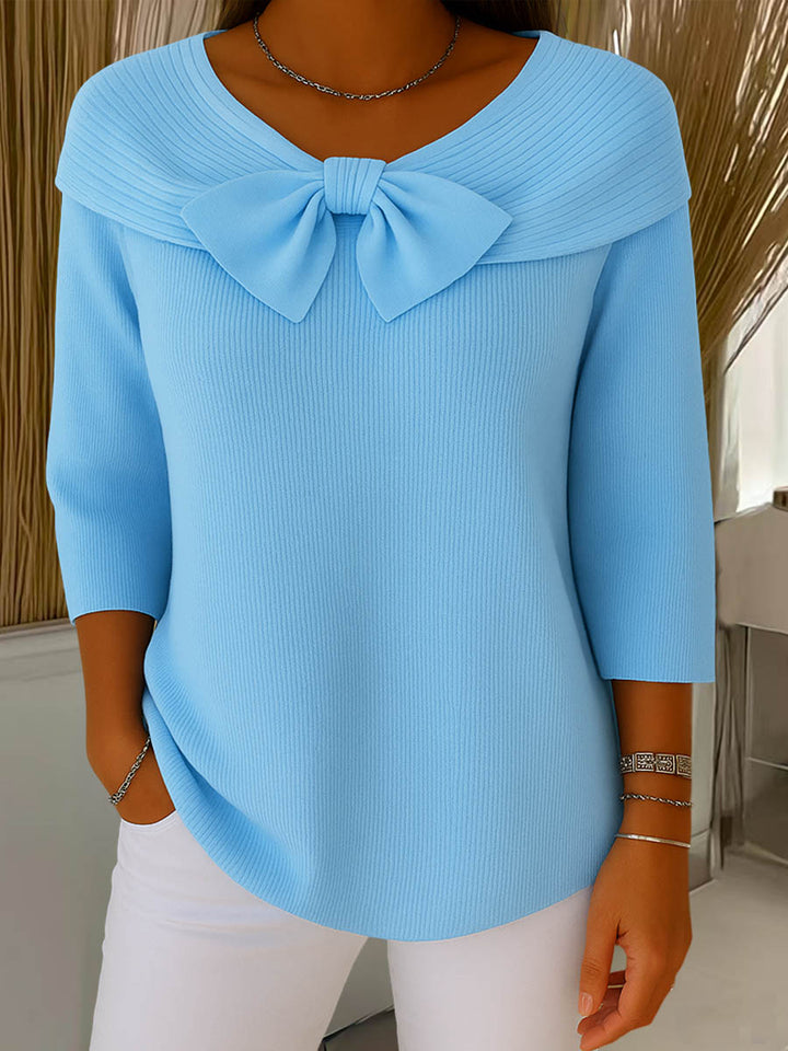 Suéter de Mujer con Cuello Redondo y Color Sólido