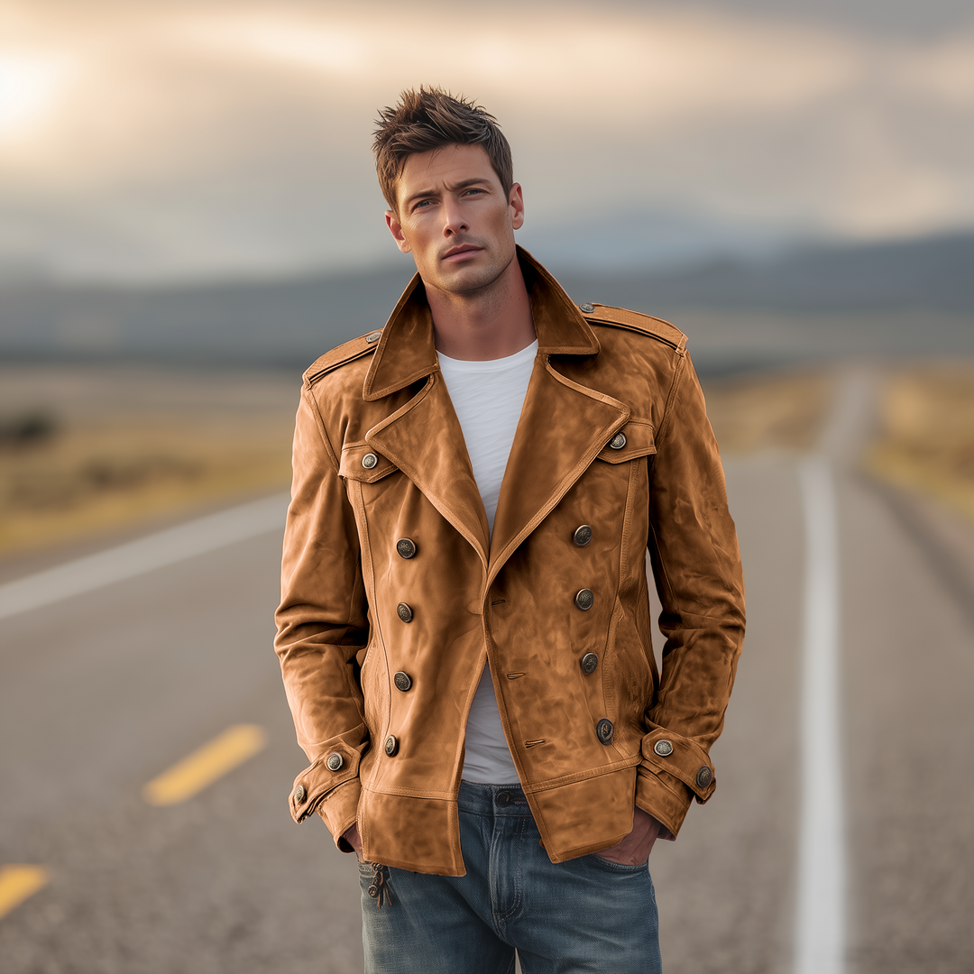 Chaqueta clásica retro de estilo occidental con solapa para hombre