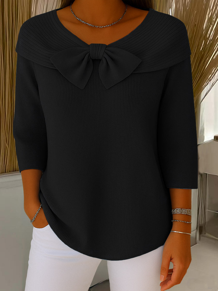 Suéter de Mujer con Cuello Redondo y Color Sólido