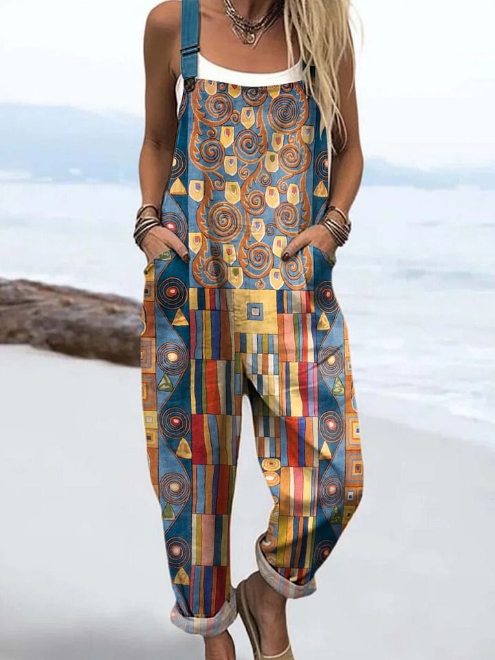 Vestido Envuelto sin Mangas con Estampado de Arte Abstracto para Mujer