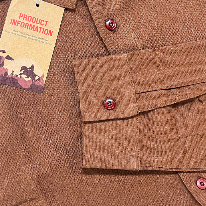 Camisa de lino de verano de manga larga con textura irregular para hombre