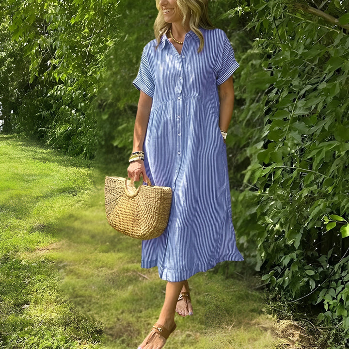Florine - Vestido camisero favorecedor a rayas