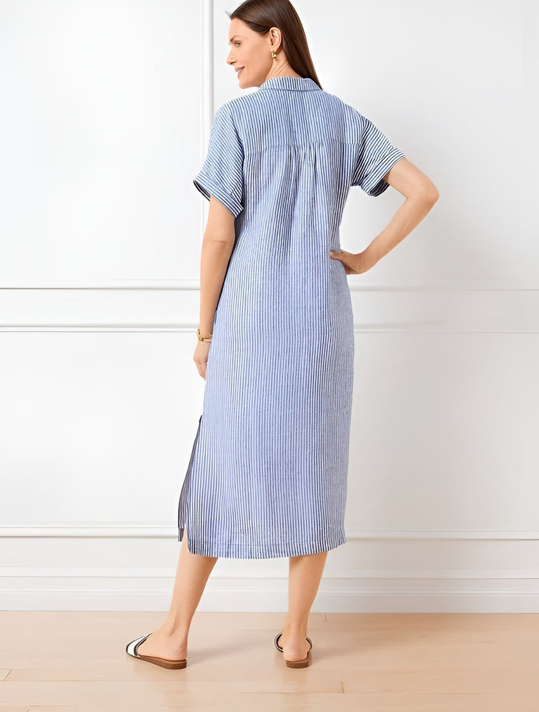 Florine - Vestido camisero favorecedor a rayas