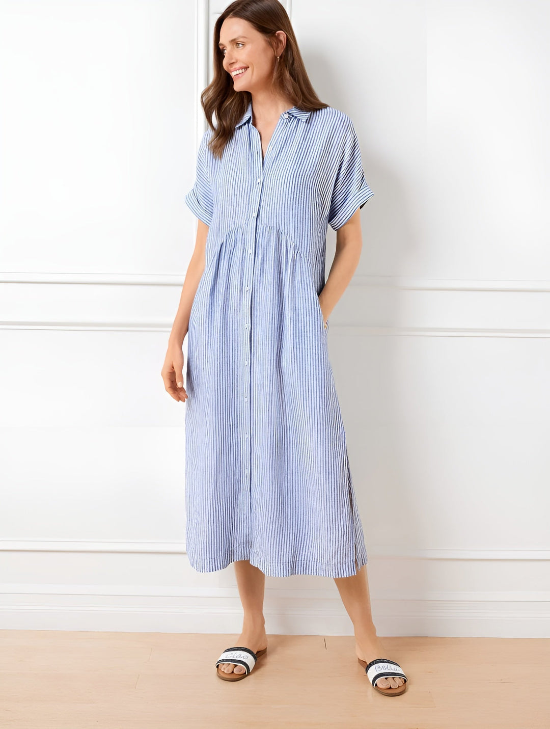 Florine - Vestido camisero favorecedor a rayas