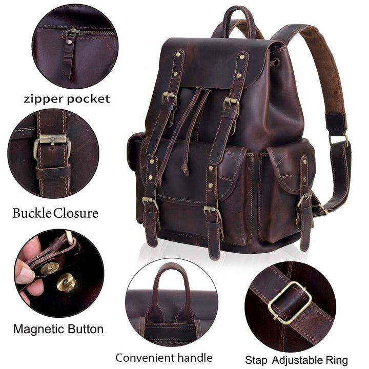 Mochila Dakota de cuero de búfalo