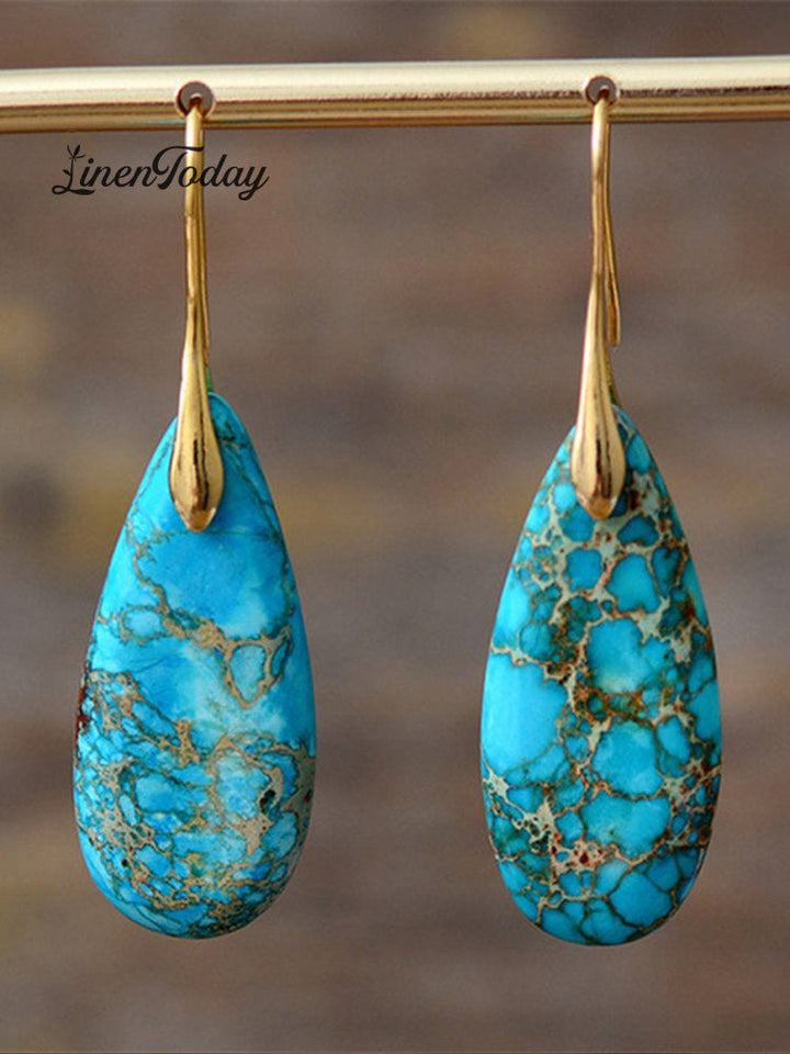 Pendientes de Mujer con Piedra Emperador en Forma de Gota Natural